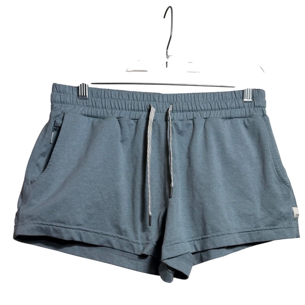 Vuori Halo Essential Shorts Blue Heathered DreamKnit Drawstring Pockets Small